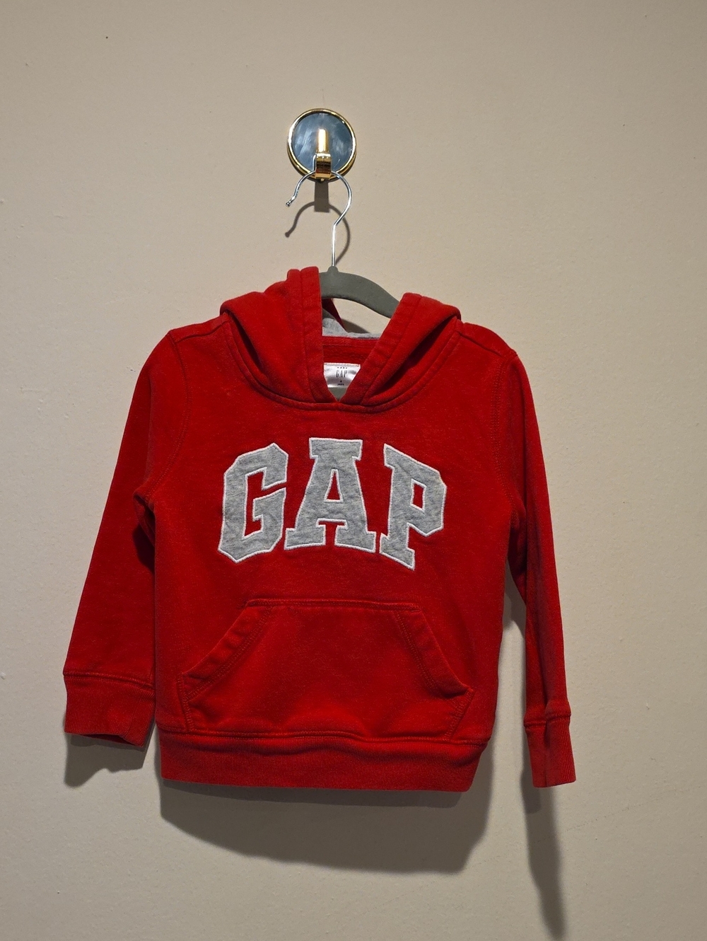 Baby GAP Size 4 Kids Red Hoodie Sweatshirt With Grey Hood